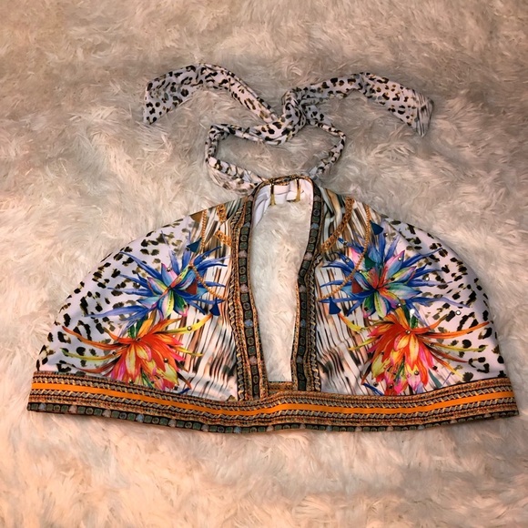 VENUS Multicolor Leopard Halter Bikini Top size 8 - Picture 5 of 12